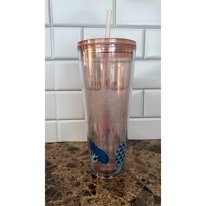 Disney World Cinderella Castle Starbucks Tumbler 24oz Rose Gold NEW